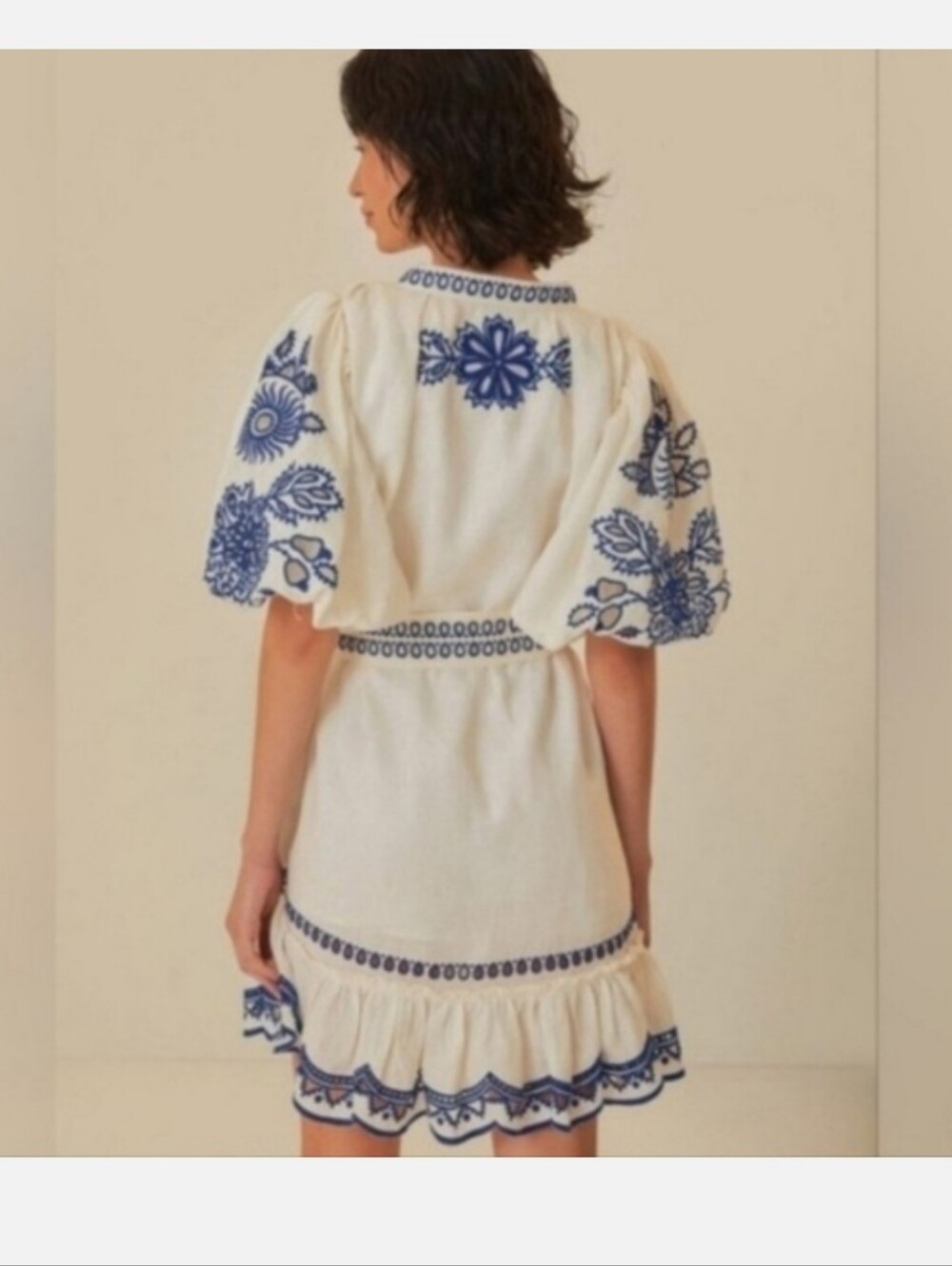 Farm Rio White Richelieu Linen Minidress - Picture 4 of 4